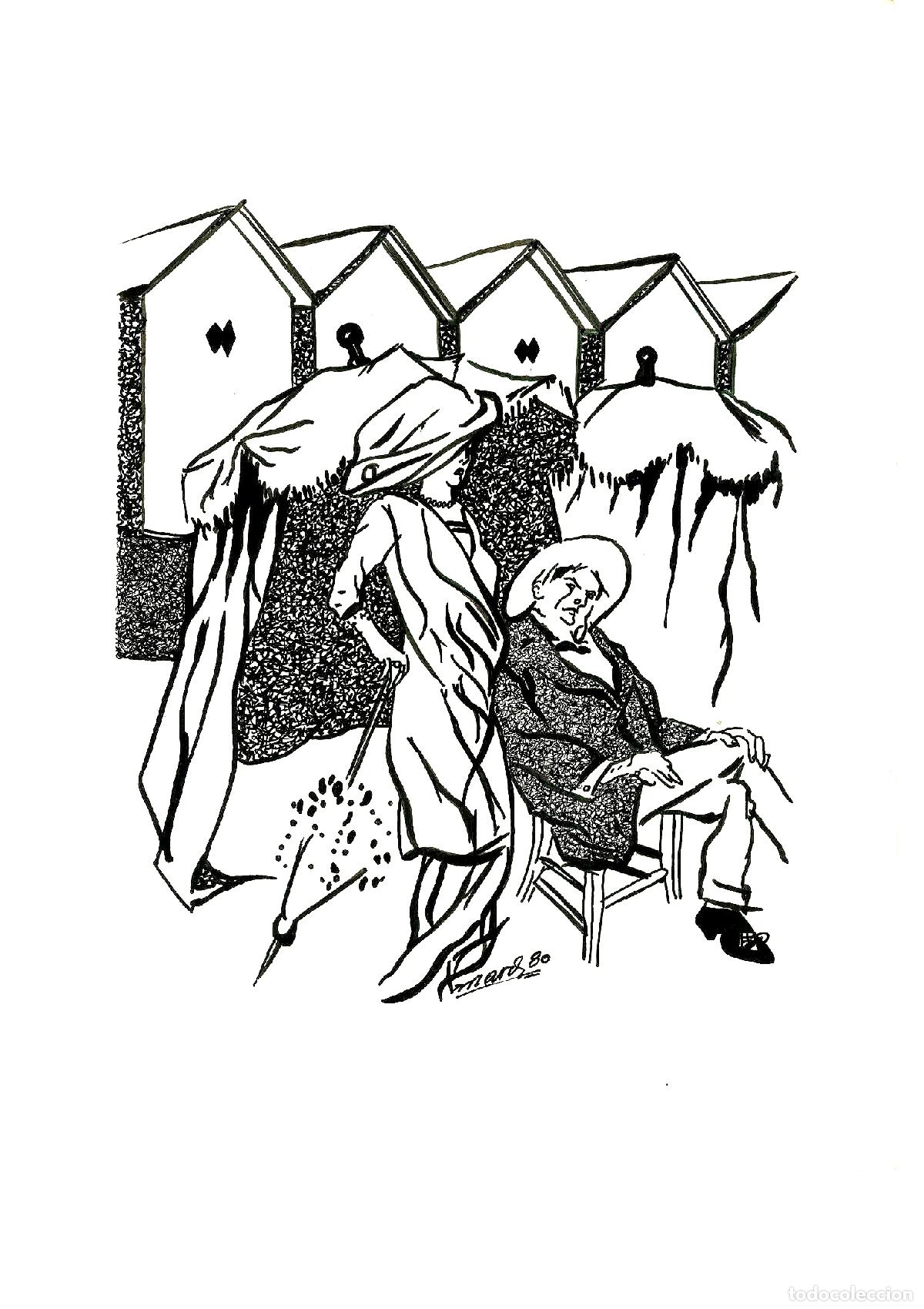 Arte: Ilegible - Paseo bajo la lluvia - 35x25 - Acuarela