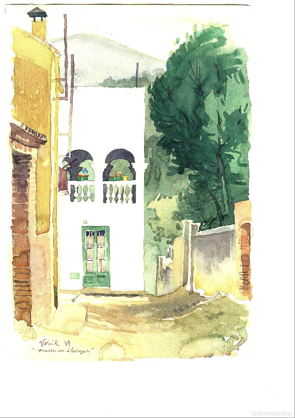 Arte: Ilegible - Casa con puerta verde - 35x25 - Acuarela