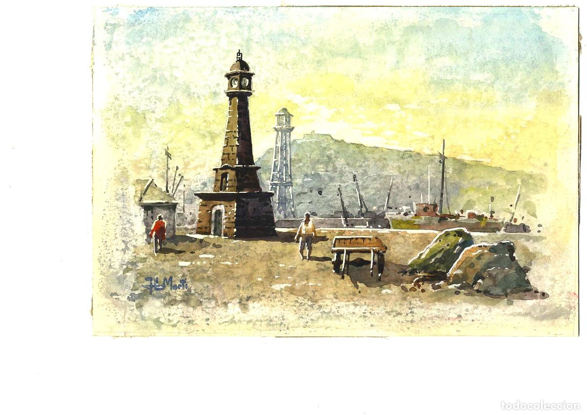Arte: Ilegible - Faro de la costa - 35x25 - Acuarela