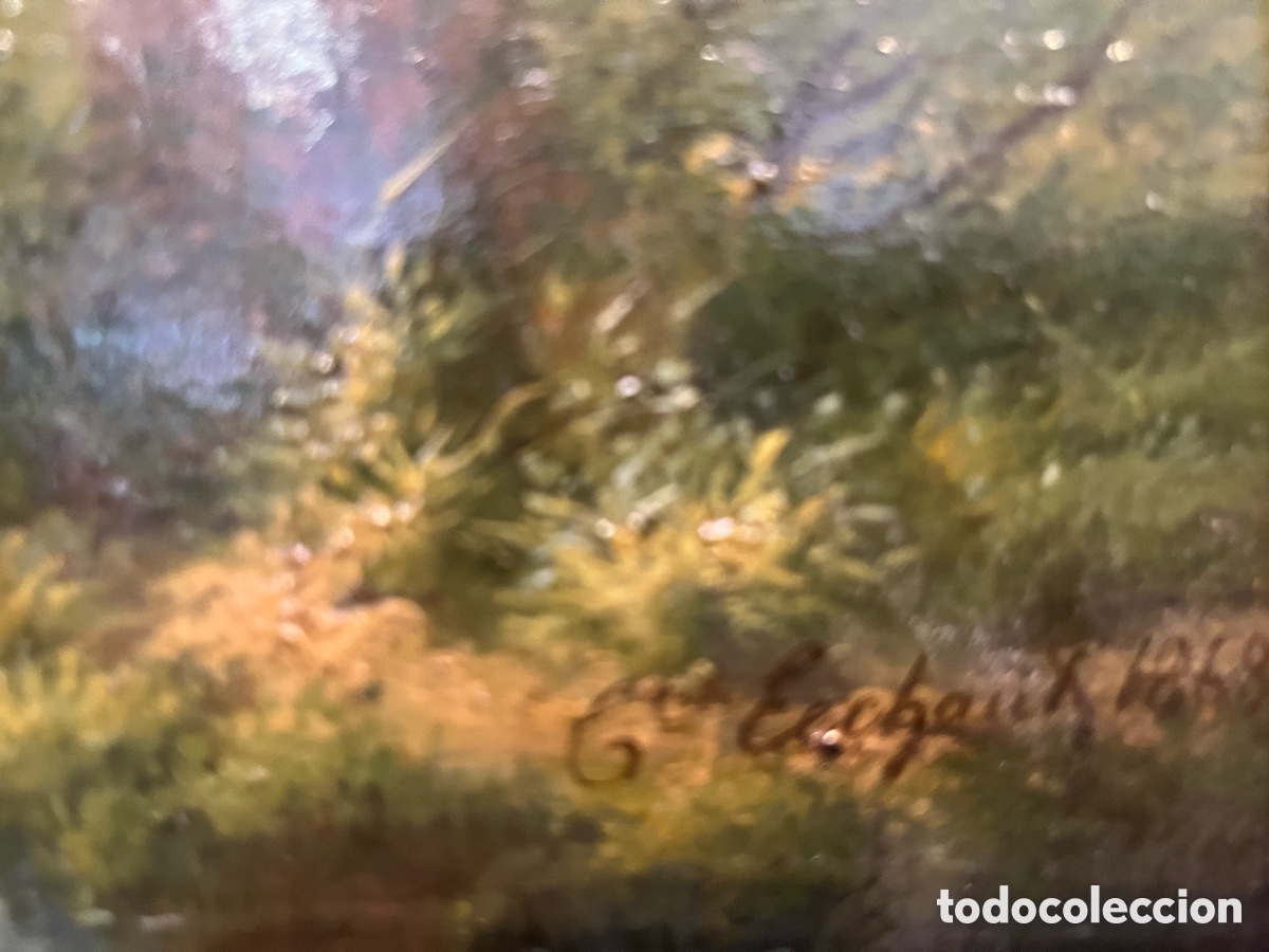 Arte: Oleo en tabla. Vaca pastando - Foto 3