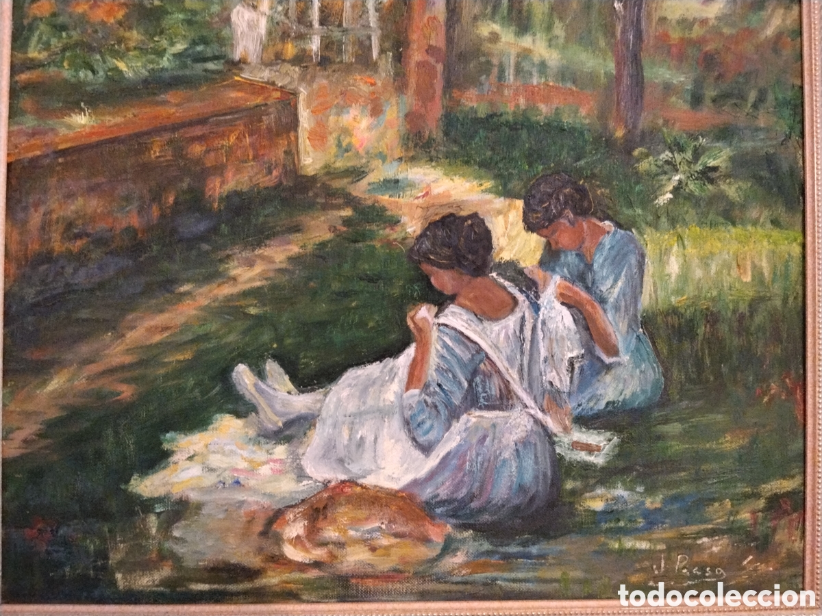 Arte: &Oacute;leo firmado Paesa, gran composici&oacute;n floral, 55 x 46 cm, enmarcado