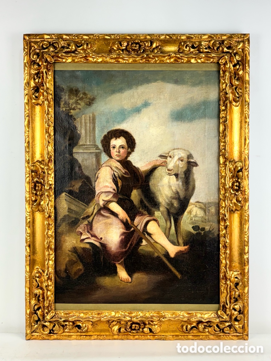 Arte: EL BUEN PASTOR - SEG&Uacute;N ORIGINAL DE MURILLO - &Oacute;LEO SOBRE TELA