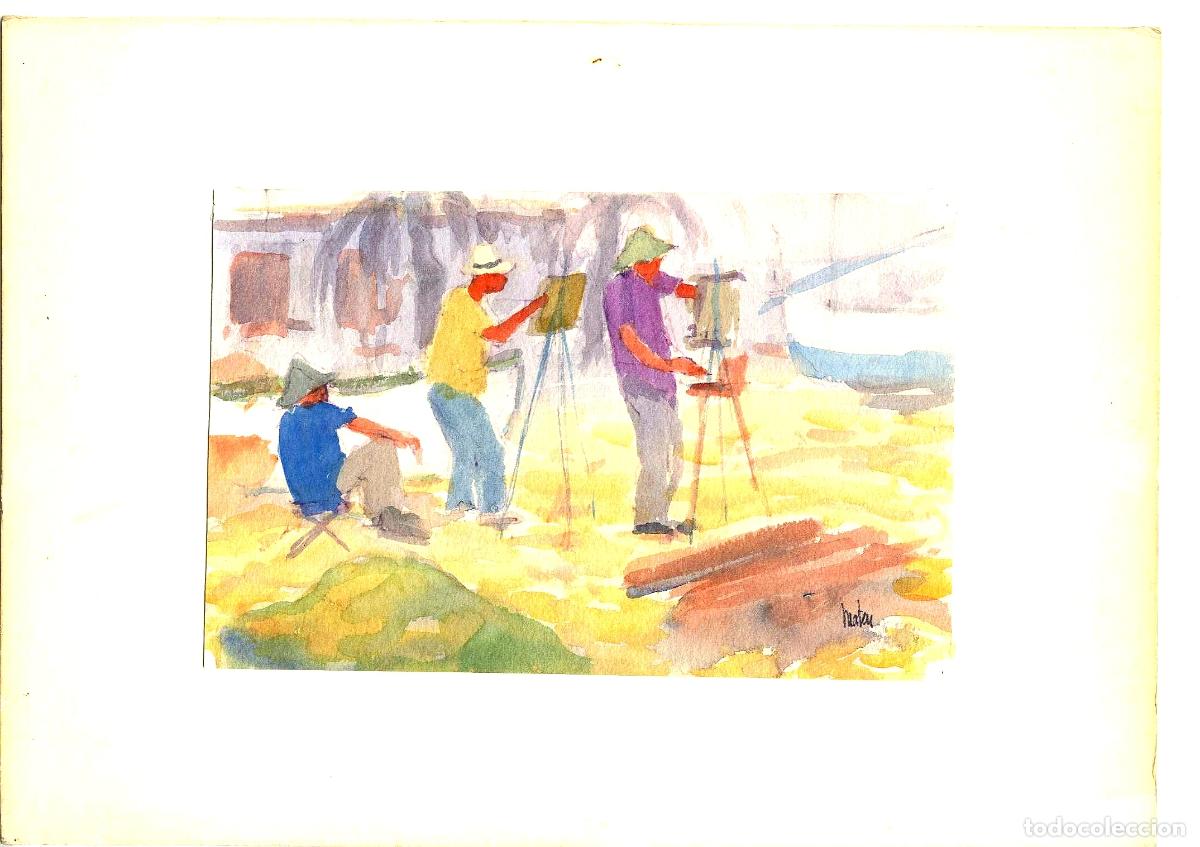 Arte: Ilegible - Pintores al aire libre - 35x25 - Acuarela