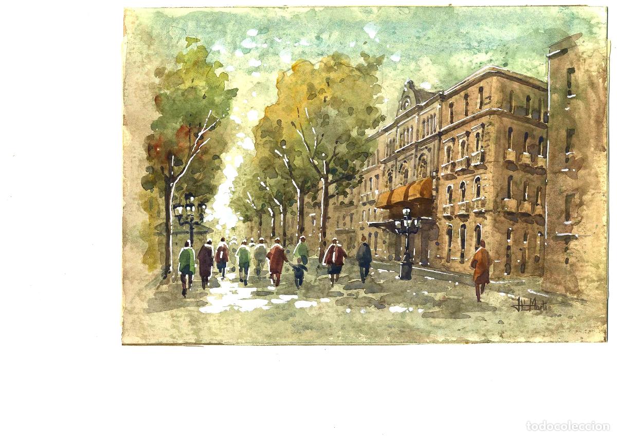 Arte: Ilegible - Paseo urbano oto&ntilde;al - 35x25 - Acuarela