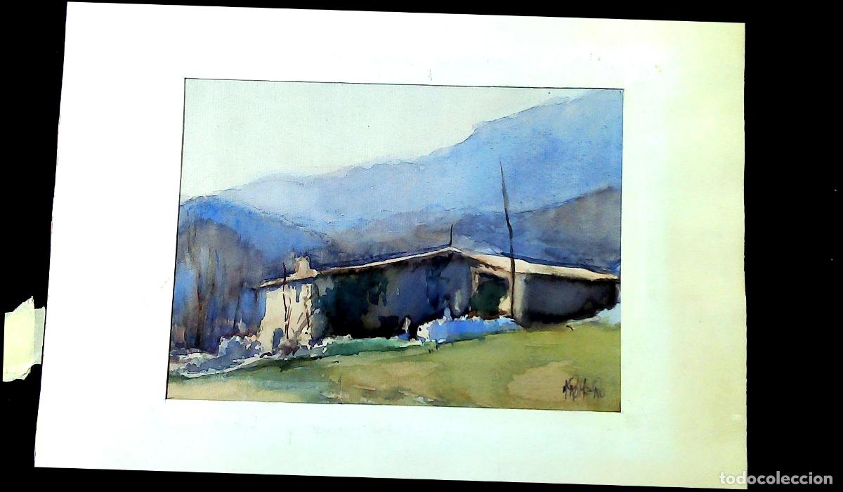 Arte: Ilegible - Casa en la monta&ntilde;a - 35x25 - Acuarela
