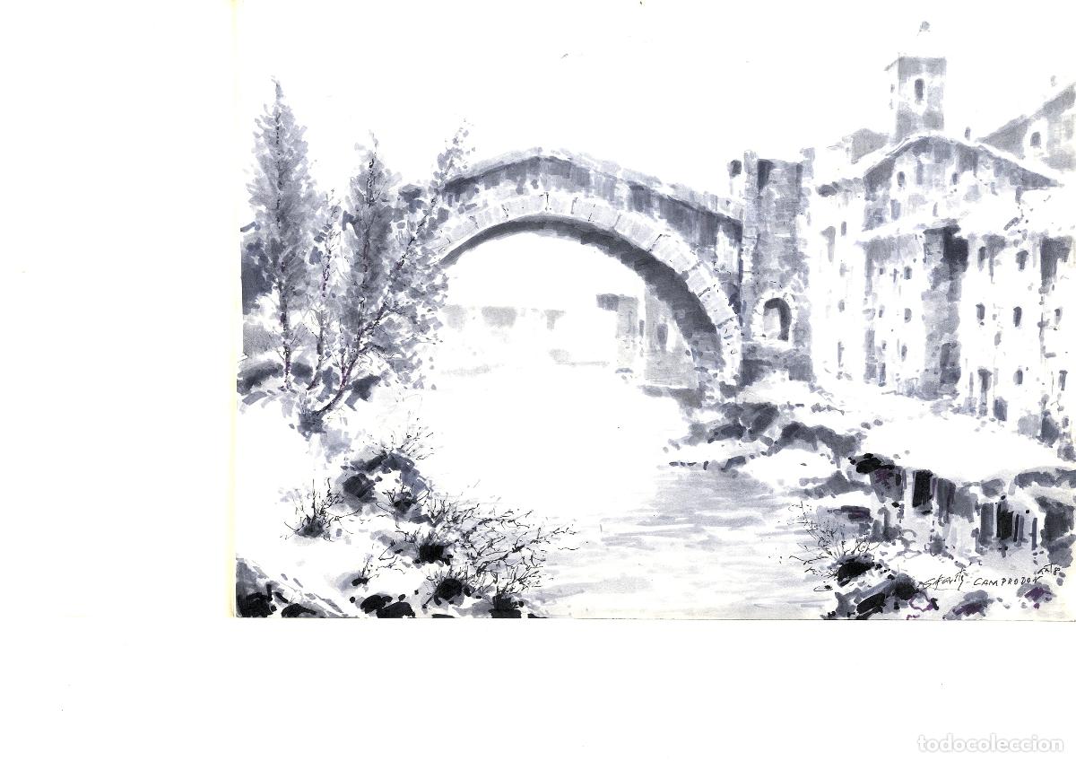 Arte: Ilegible - Puente de piedra - 35x25 - Acuarela