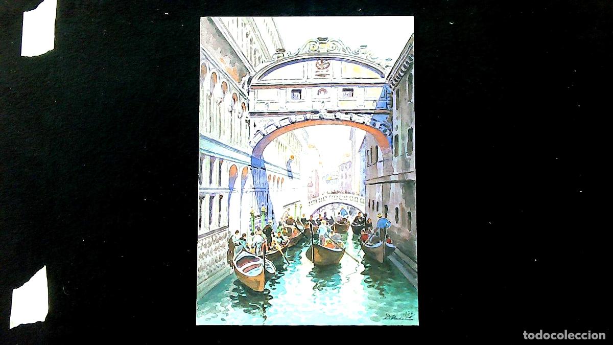 Art: Ilegible - Gondolas en el Gran Canal - 35x25 - Acuarela