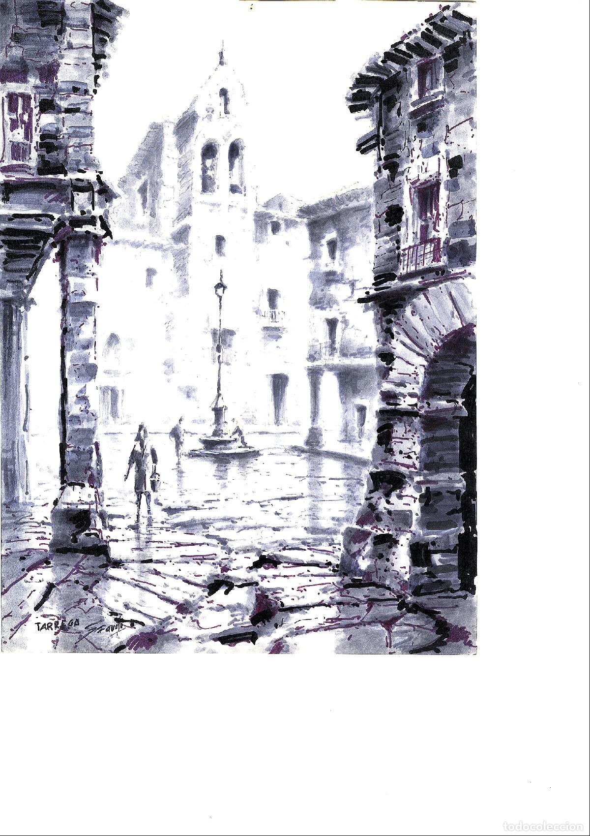 Art: Ilegible - Paseo en la ciudad antigua - 35x25 - Acuarela