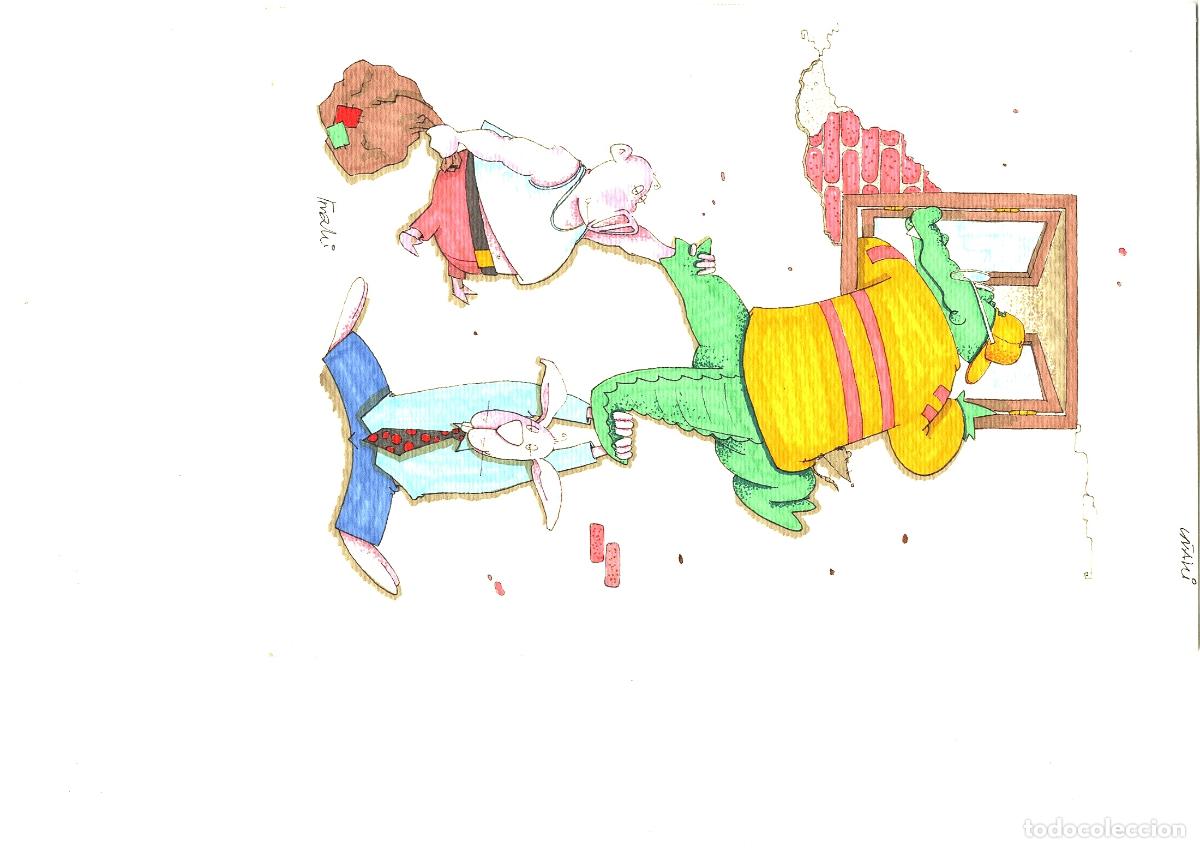 Arte: Ilegible - Drag&oacute;n en la habitaci&oacute;n - 35x25 - Acuarela