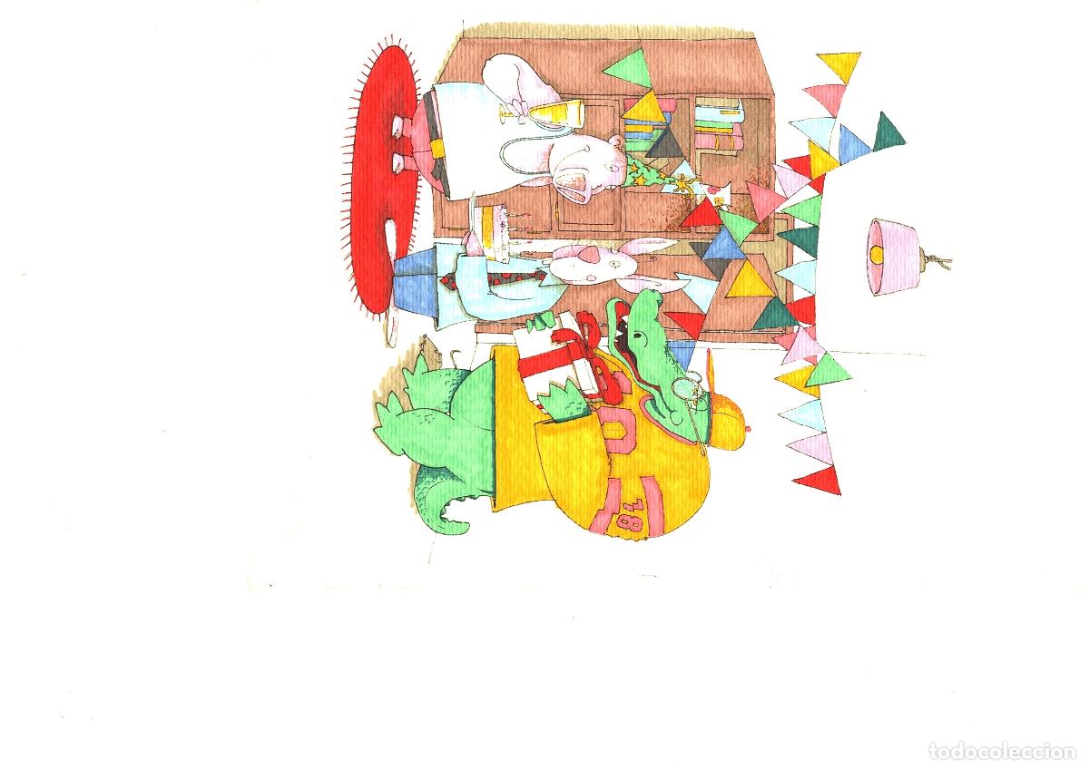 Arte: Ilegible - Drag&oacute;n en la fiesta - 35x25 - Acuarela