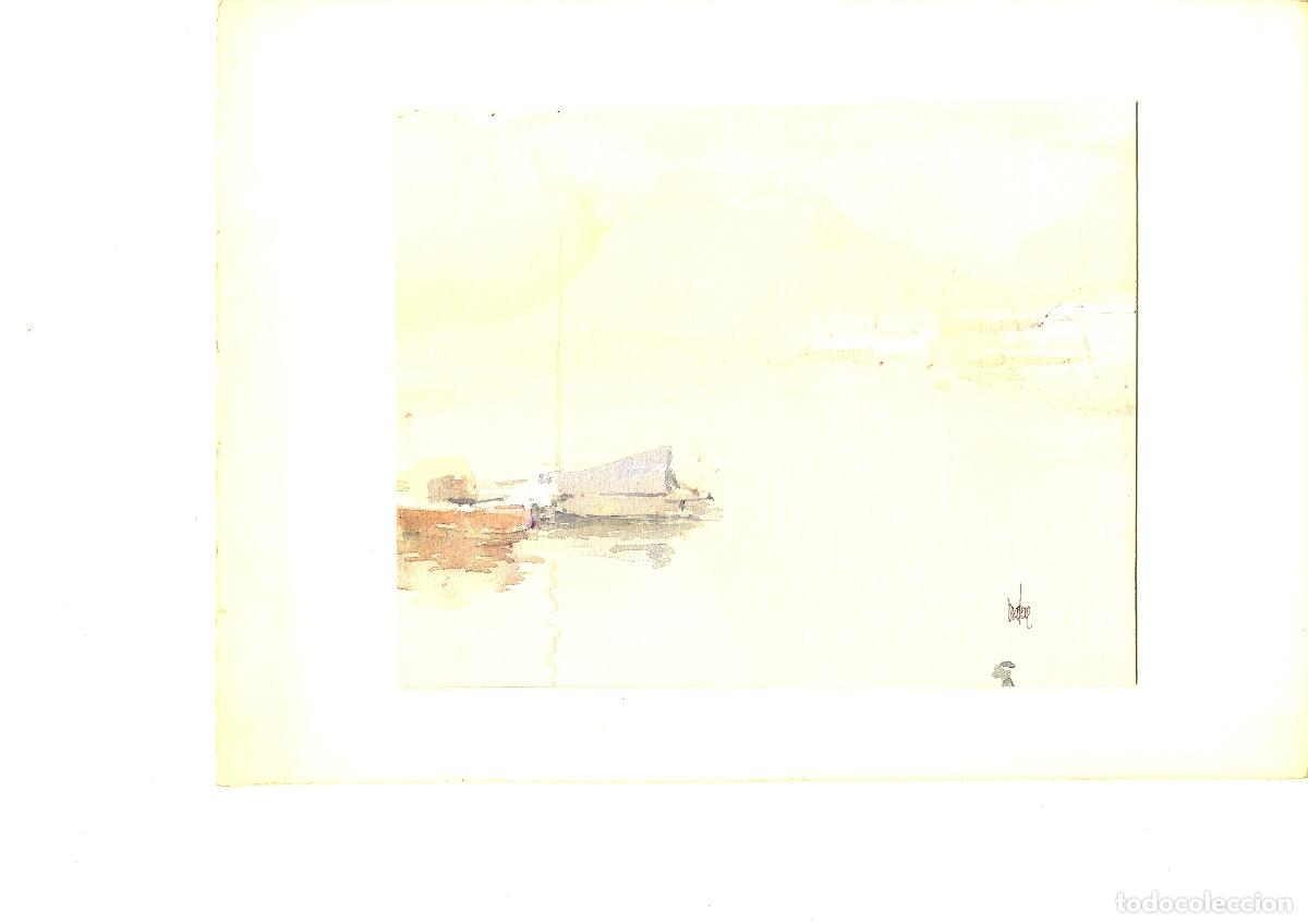 Art: Ilegible - Barcos en la costa - 35x25 - Acuarela