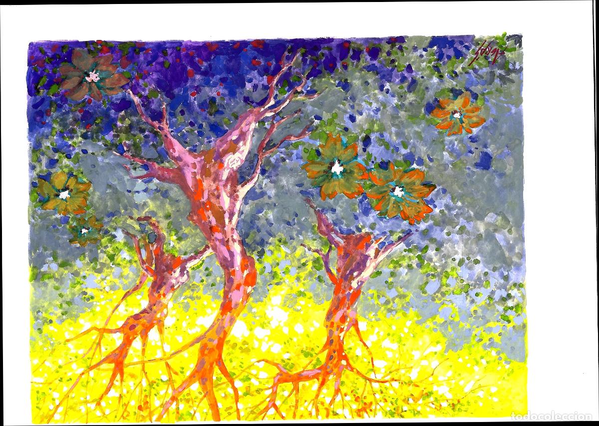 Arte: Ilegible - &Aacute;rboles en flor - 35x25 - Acuarela