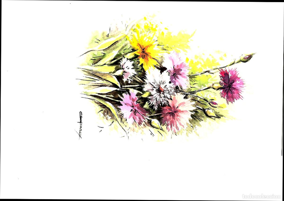 Arte: Ilegible - Ramo de flores - 35x25 - Acuarela