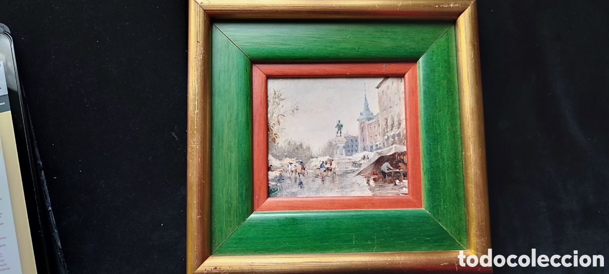 Arte: Cuadro oleo sobre tablex Ma&ntilde;ana de lluvia en Madrid