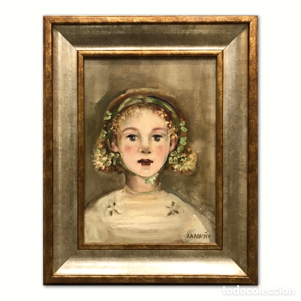 Arte: &rdquo;Retrato de Ni&ntilde;a en Transici&oacute;n&rdquo; Ana Lamu&ntilde;o V&aacute;zquez (ca.1940) a&ntilde;os.90 del S.XX, 47x37cm