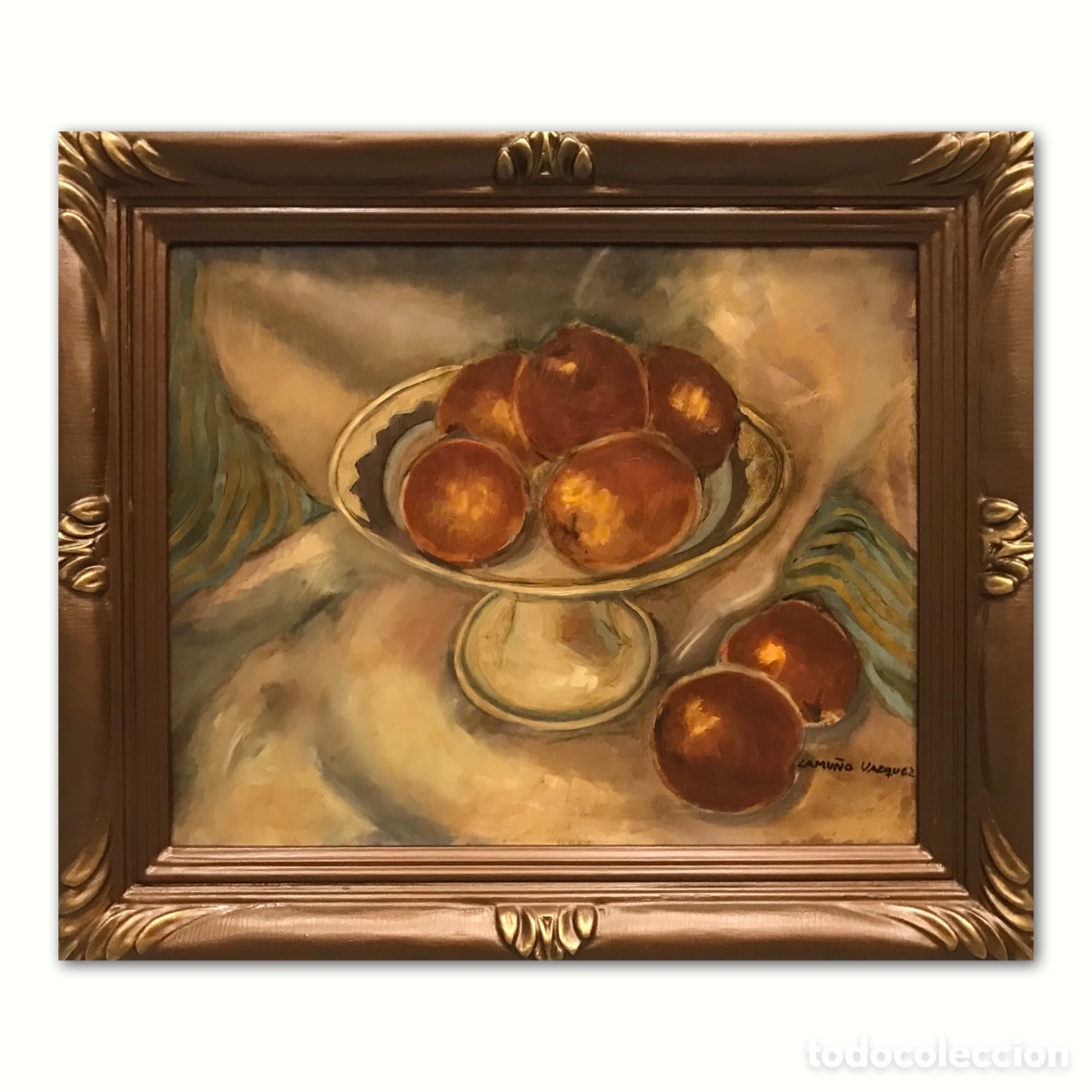 Arte: &ldquo;Naturaleza Muerta con Naranjas en Copa&rdquo; Ana Lamu&ntilde;o V&aacute;zquez (ca.1940), a&ntilde;os 80-90 del S.XX, 51x44cm