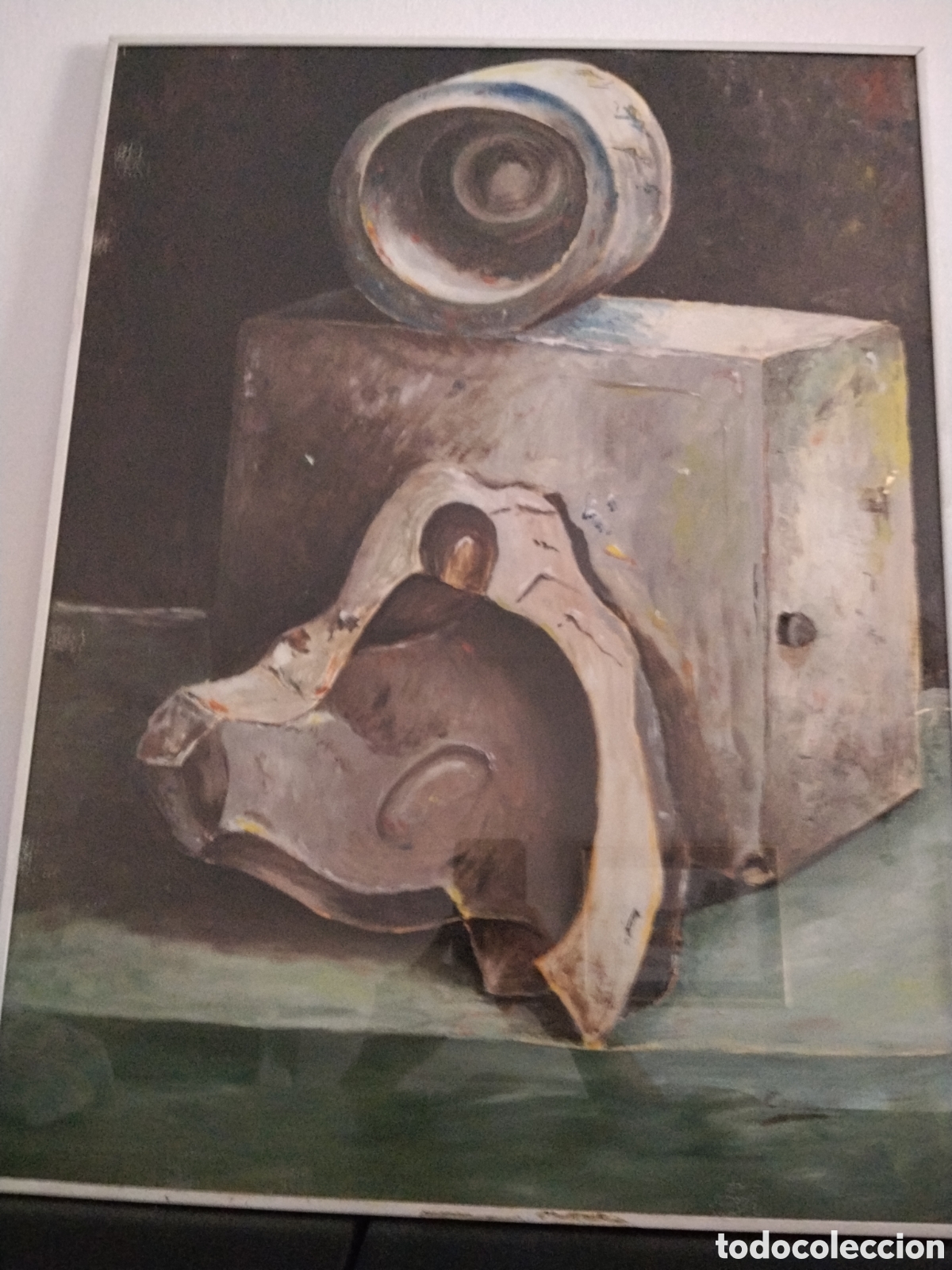 Arte: Cuadro grande contempor&aacute;neo firmado Casas M &ndash; estilo industrial/surrealista