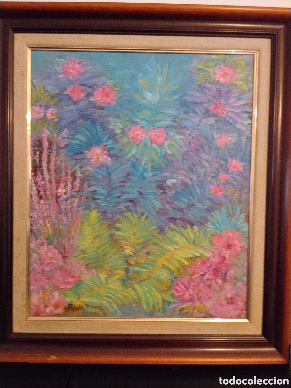 Arte: Cuadro Pepita Moro &ndash; pintora asturiana &ndash; composici&oacute;n floral &ndash; firmado