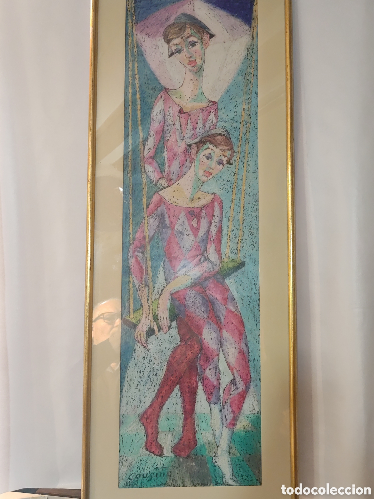 Arte: Arlequines pastel firmado cousi&ntilde;o mil novecientos diecis&eacute;is mil novecientos noventa y cuatro