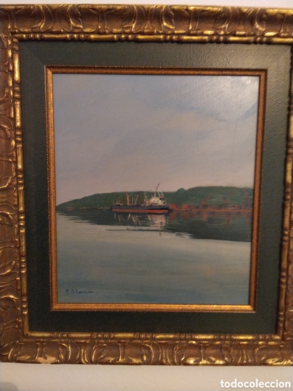 Arte: Cuadro &oacute;leo Mar&iacute;a Anguita Laviana &ndash; R&iacute;a de Avil&eacute;s &ndash; Gij&oacute;n 1988 &ndash; firmado