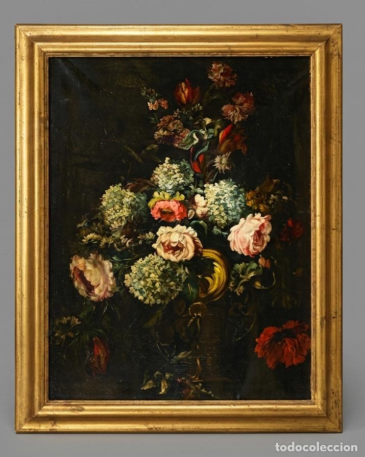 Arte: Oleo sobre lienzo bodeg&oacute;n floral barroco - Foto 1