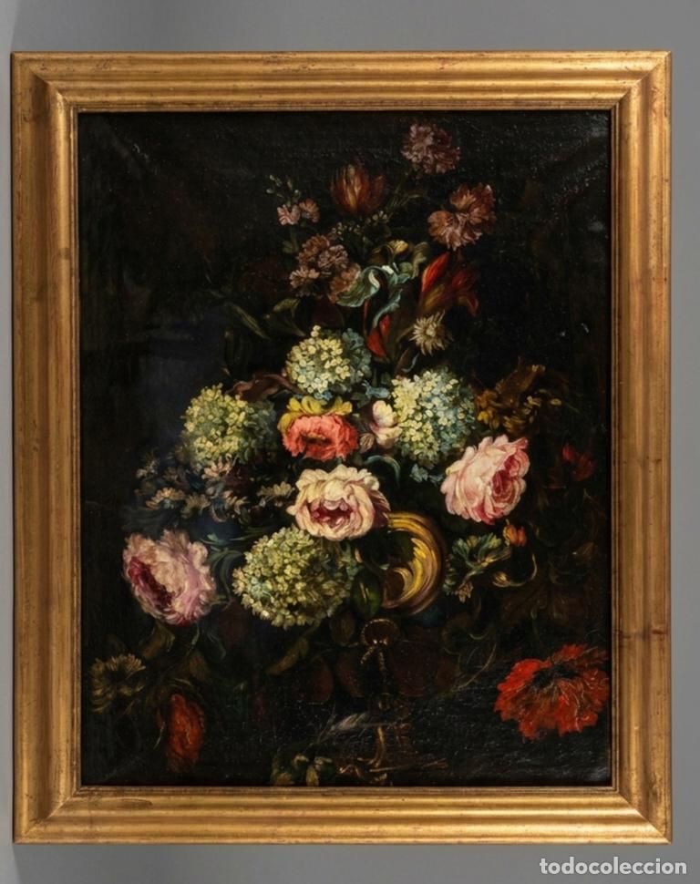 Arte: Oleo sobre lienzo bodeg&oacute;n floral barroco - Foto 2