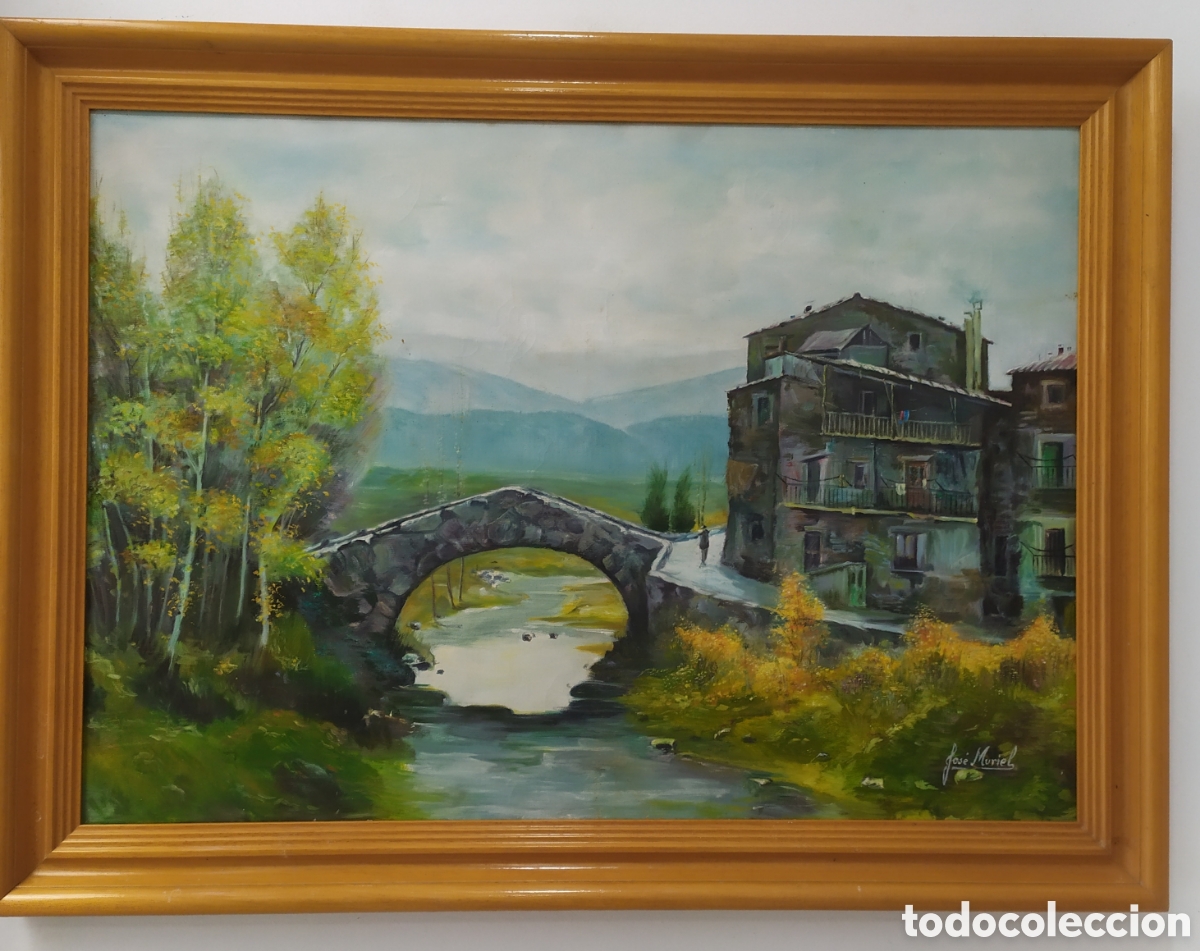 Arte: &Oacute;leo sobre lienzo enmarcado y firmado Jos&eacute; Muriel, mide 80x60 cm
