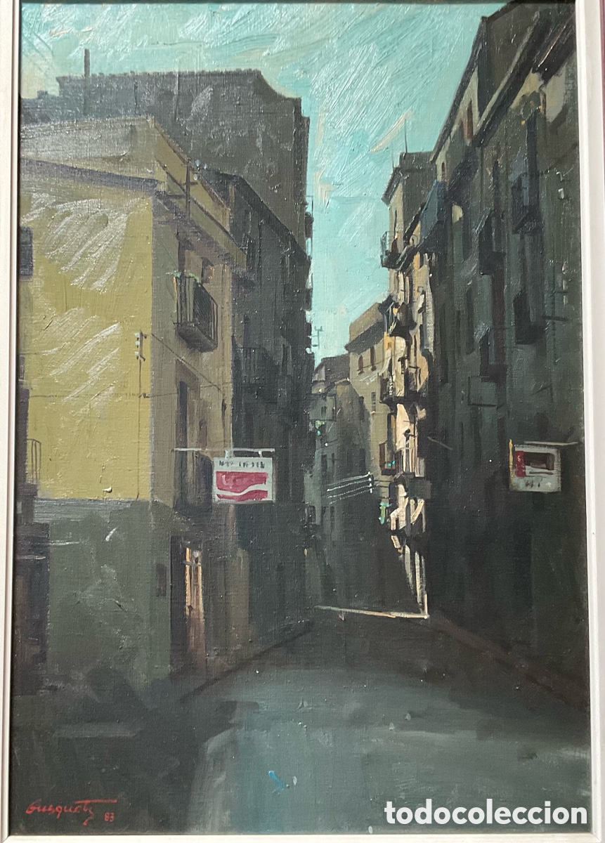 Arte: Joaquim Busquets Gruart - Calle estrecha de Sabadell, 1983 - &Oacute;leo sobre lienzo, 74x51 cm