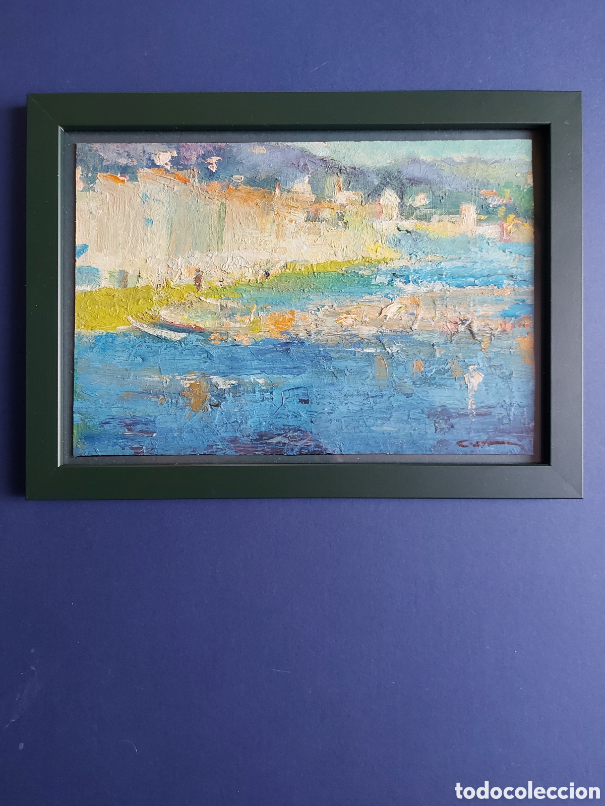 Arte: &rdquo;APUNTE PANORAMICO PUEBLO COSTERO&rdquo; OLEO IMPRESIONISTA