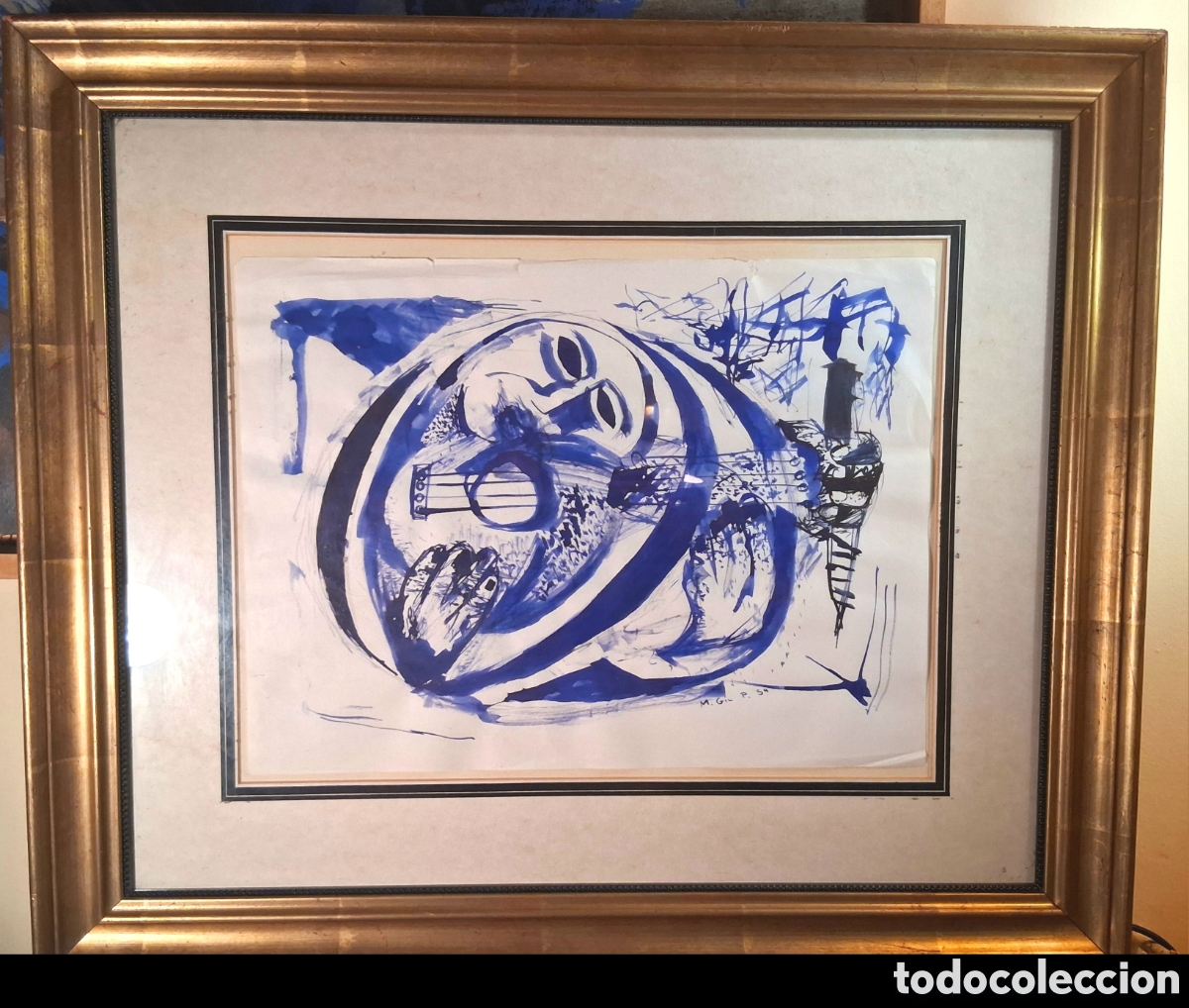 Arte: Manuel Gil P&eacute;rez (Valencia,1925-1957) &rdquo;Mujer con guitarra&rdquo; t&eacute;cnica mixta (38.5 x 51) 1954