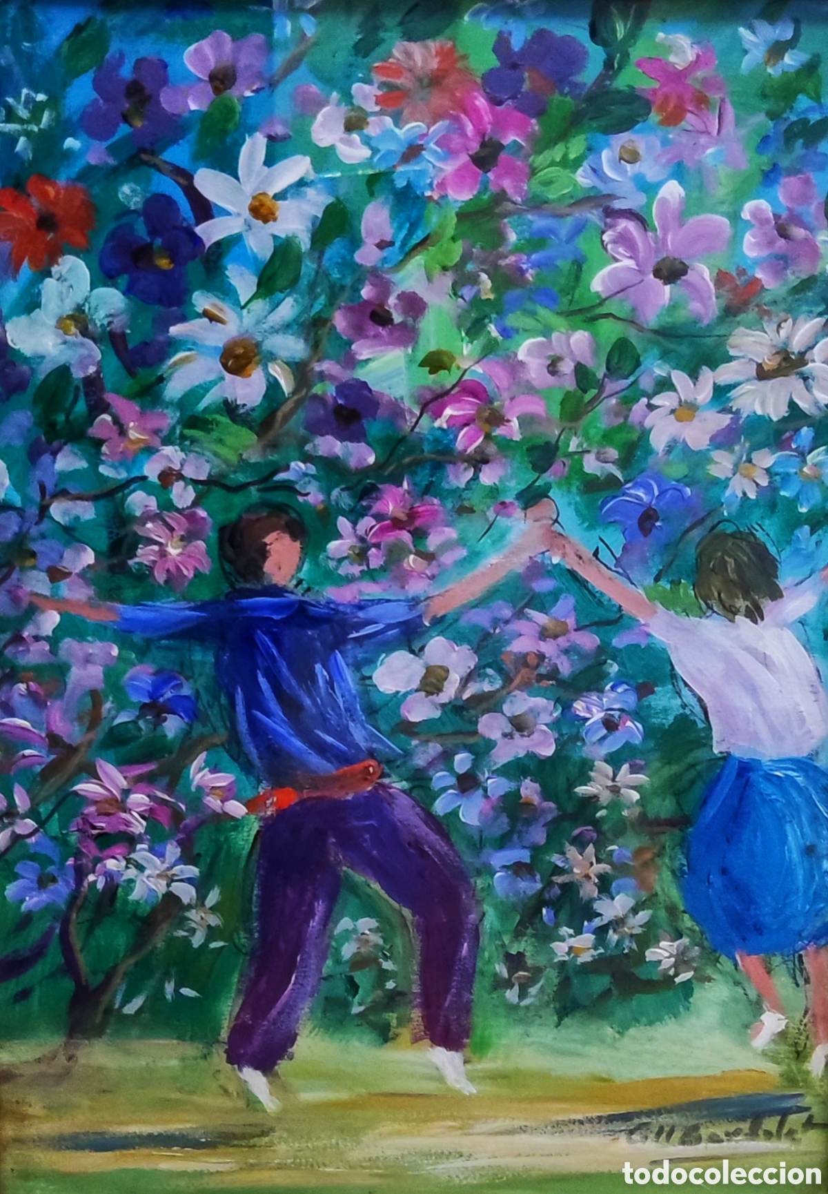 Arte: Josep Coll Bardolet (1912-2007). Original. Baillarinas. Flores. T&eacute;cnica Mixta. Valldemossa. Mallorca