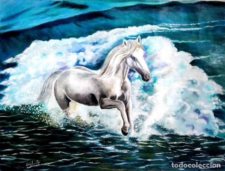 Arte: Caballo entre olas obra de Mercedes Gilaberte