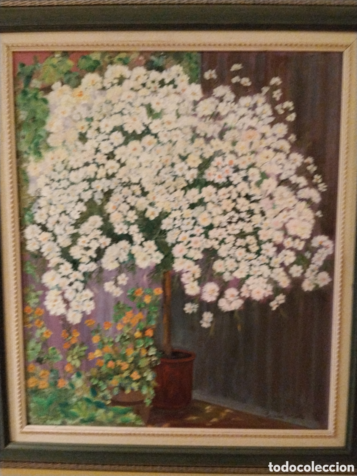 Arte: &Oacute;leo floral firmado Pepita Moro &ndash; cuadro original enmarcado