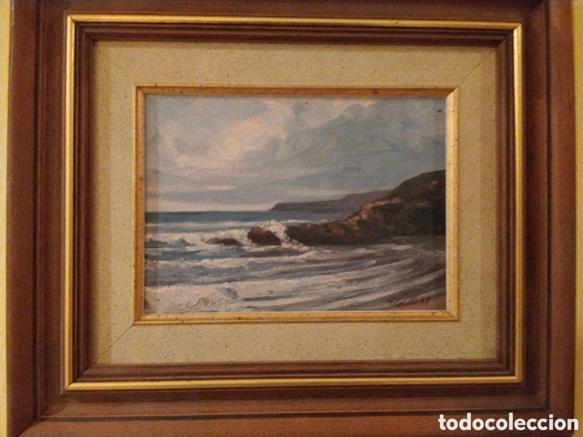 Arte: &Oacute;leo original firmado 1998 &ndash; posible Favila &ndash; marina cl&aacute;sica con marco
