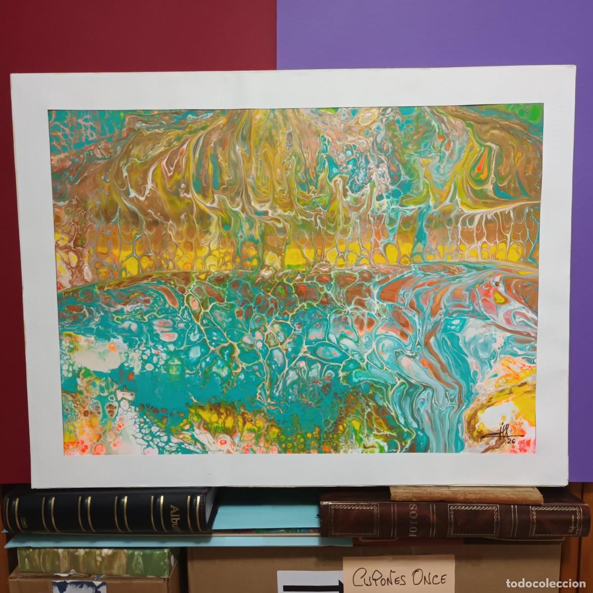 Arte: Cuadro acr&iacute;lico sobre lamina papel y soporte bastidor