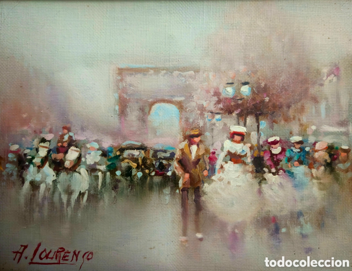 Arte: Armand Lourenco () preciosa pintura parisina firmada.