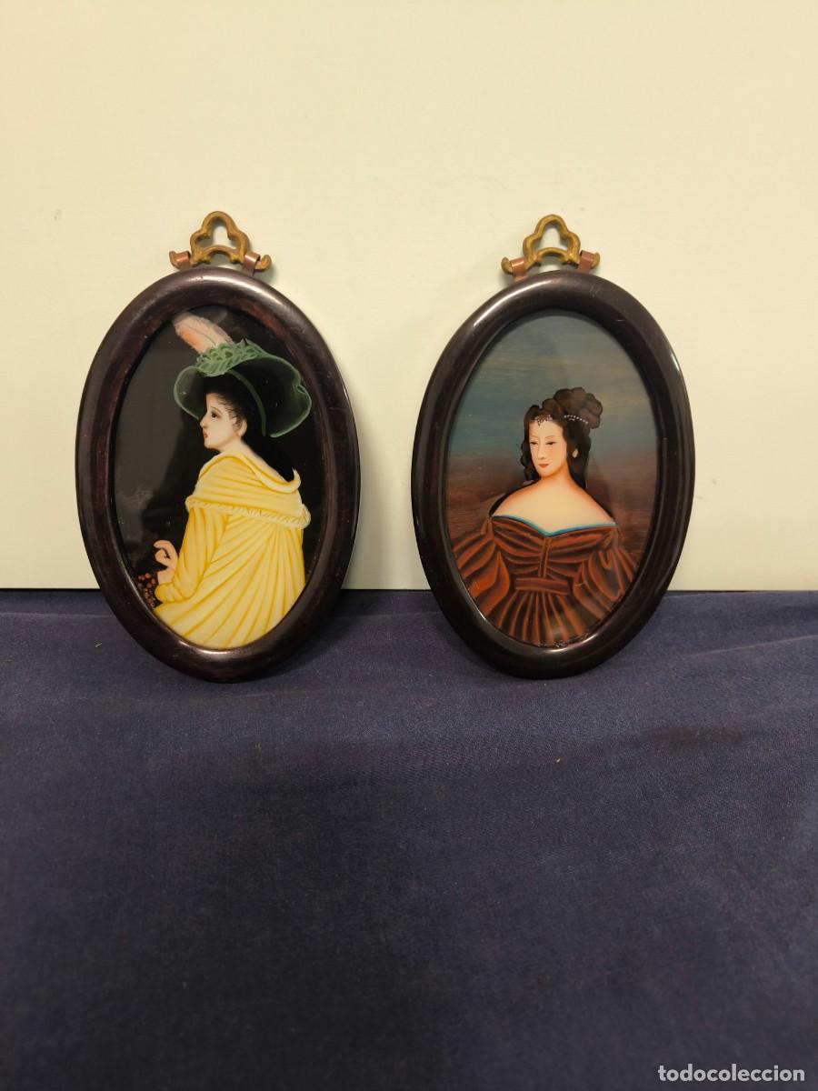 Arte: PAREJA DE PINTURAS CON DAMAS DE EPOCA - Foto 1