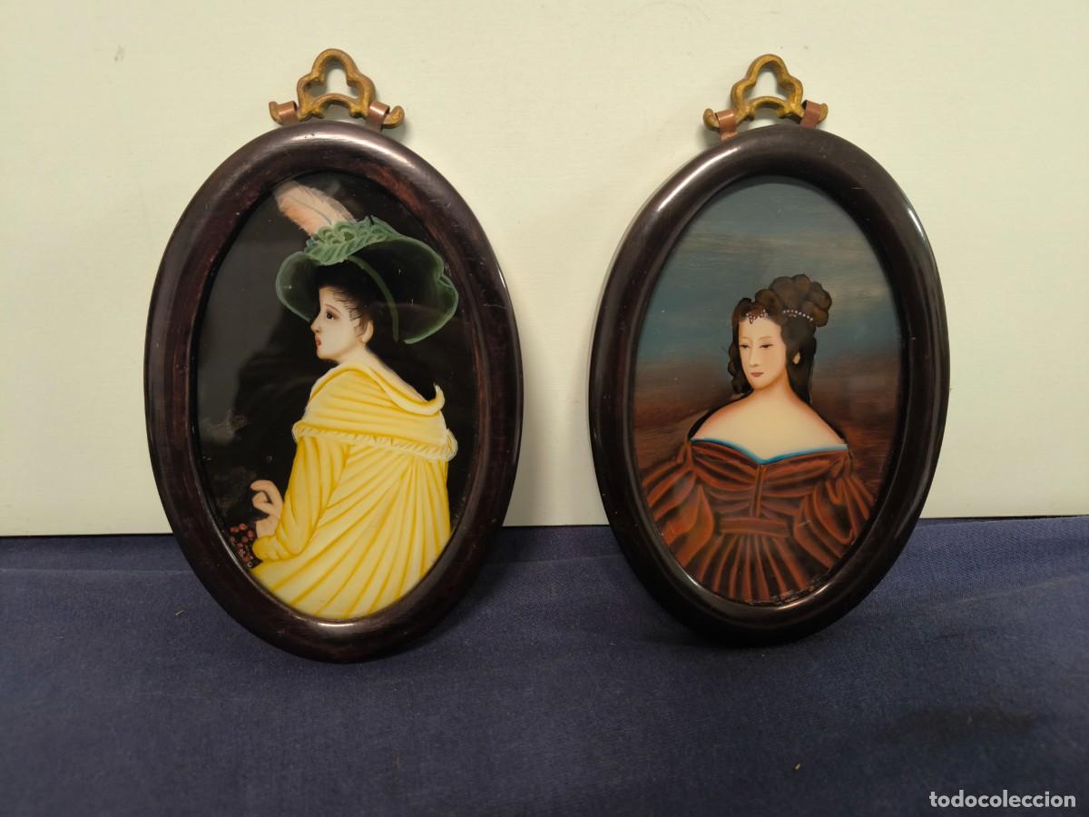 Arte: PAREJA DE PINTURAS CON DAMAS DE EPOCA - Foto 2
