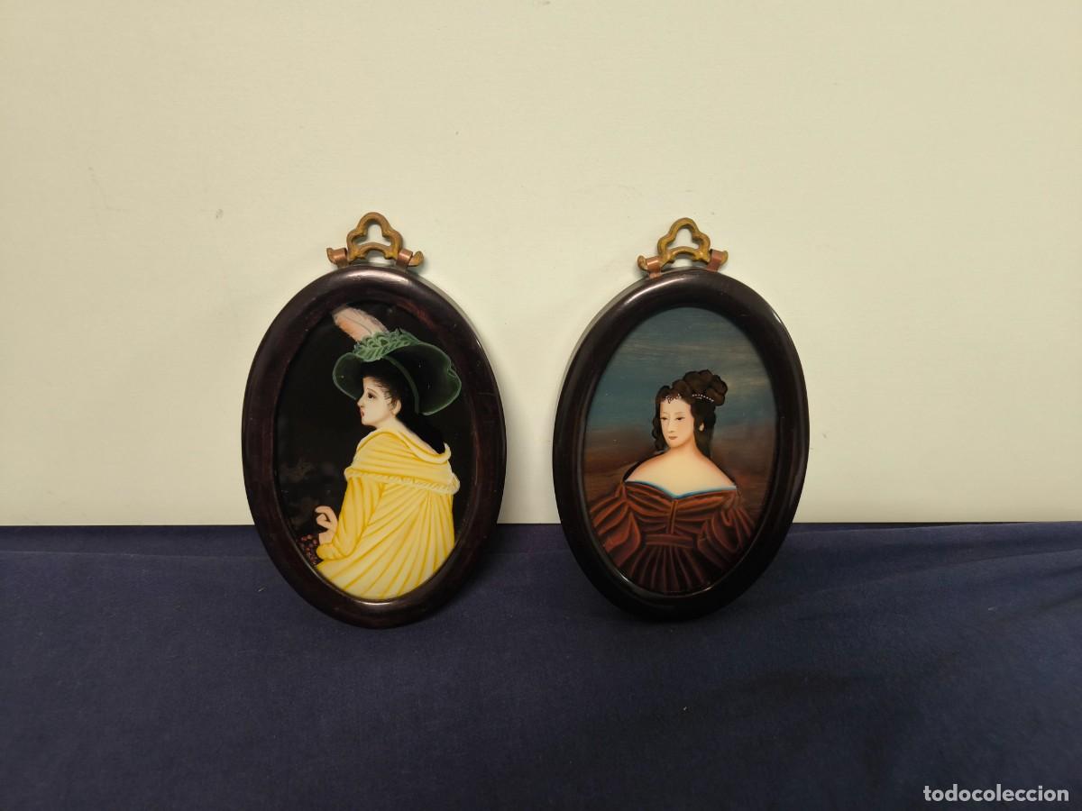 Arte: PAREJA DE PINTURAS CON DAMAS DE EPOCA - Foto 5