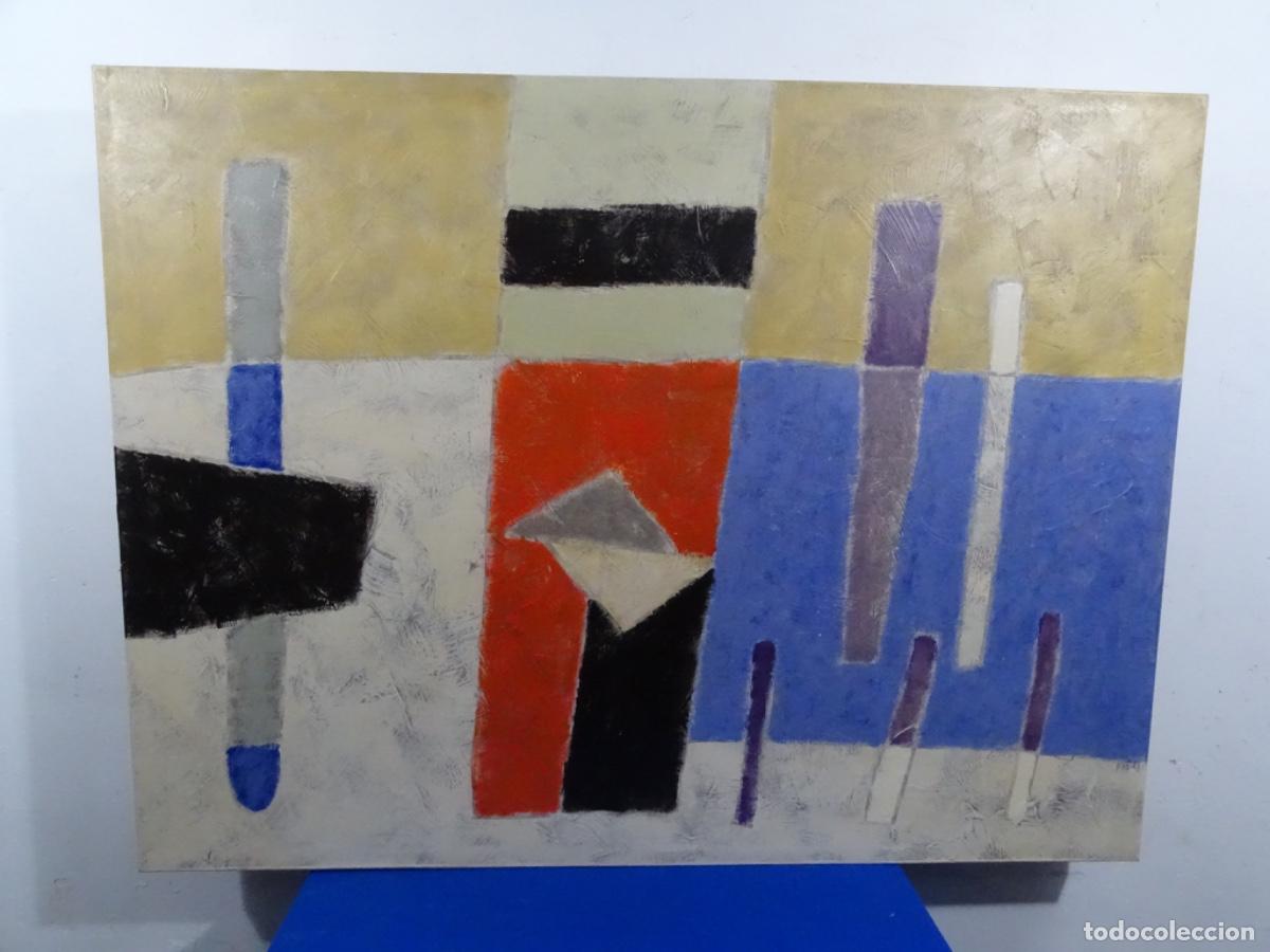 Kunst: GRAN OLEO ABSTRACTO FIRMADO VI&Ntilde;AS. CUADRO CASTILLO.