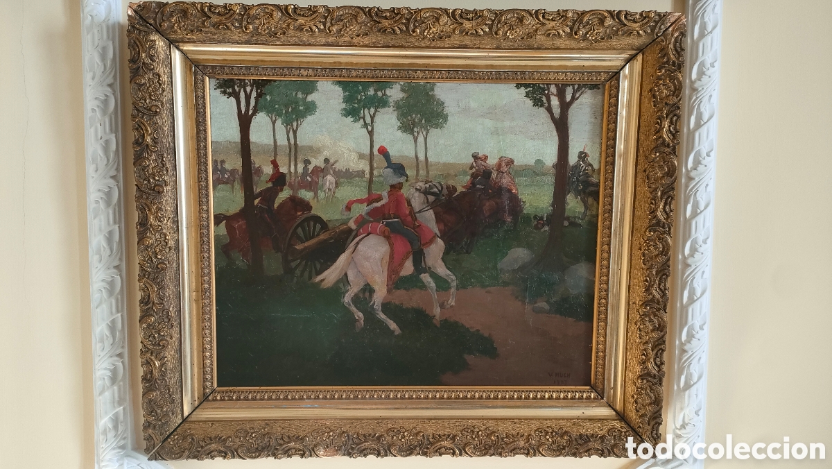 Arte: PINTURA MILITAR. VICTOR HUEN 1903. BATALLA NAPOLEONICA