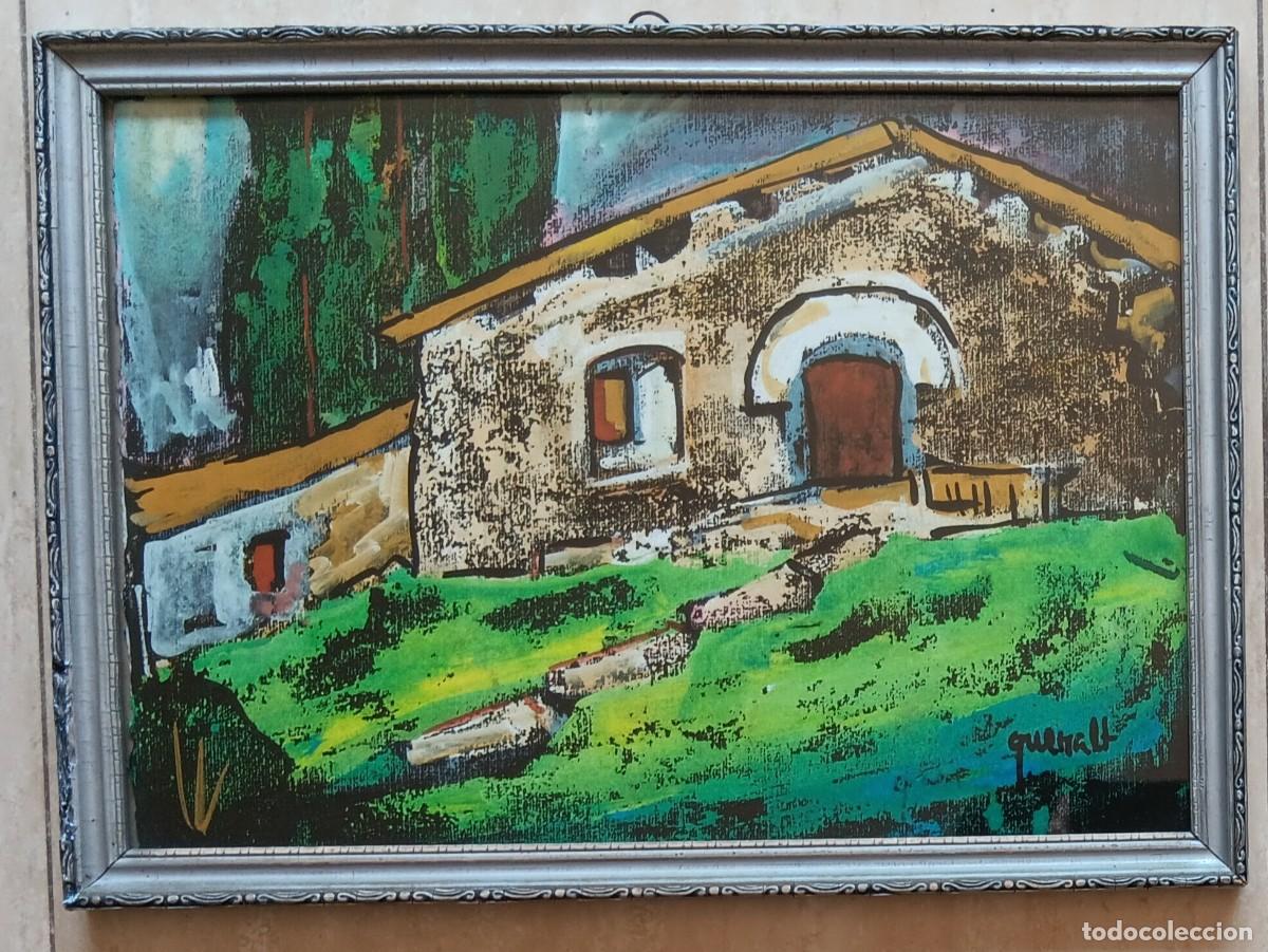 Arte: JOAN QUERALT DE QUADRAS - &Oacute;LEO SOBRE CARTULINA - MASIA DE JOANETES, OLOT, 1986 - ENMARCADO 38 X 28.