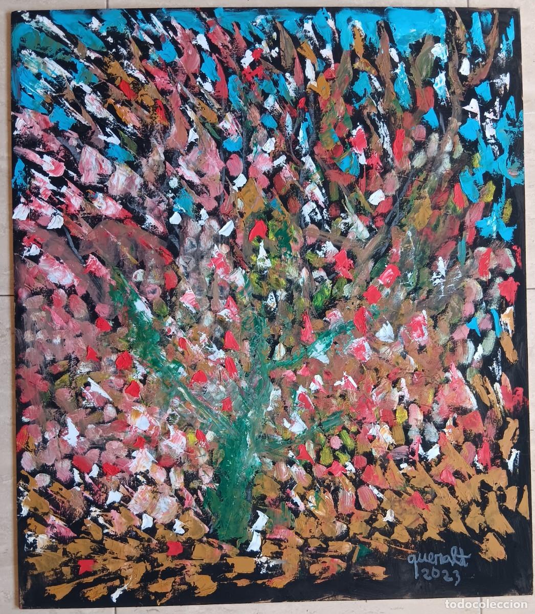 Arte: JOAN QUERALT DE QUADRAS - PRIMAVERA A CASSERRES - &Oacute;LEO SOBRE TABLERO 65 X 56 - FIRMADO Y CERTIFICADO