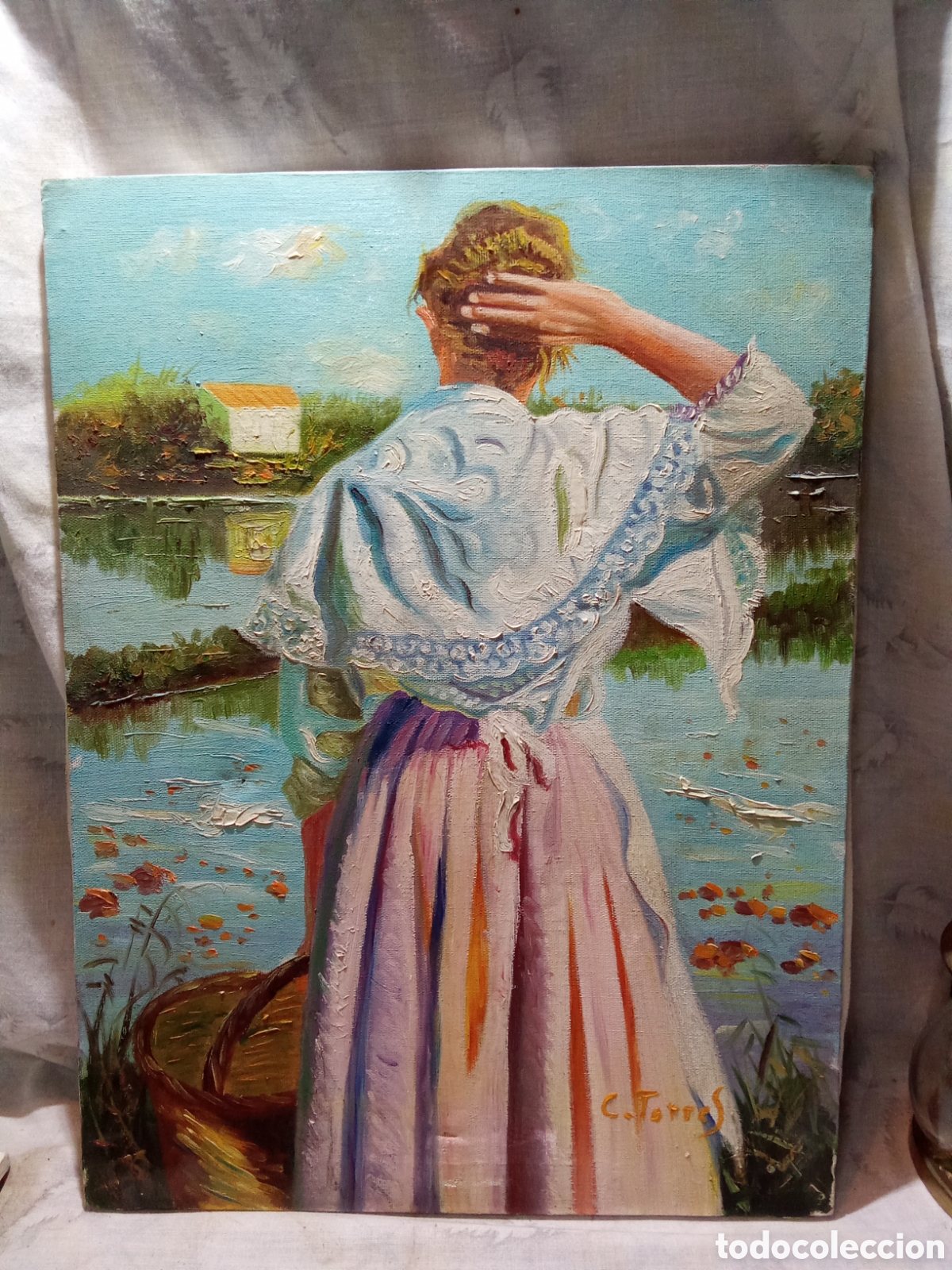 Art: BONITO CUADRO COSTUMBRISTA VALENCIANO POR C. TORRES