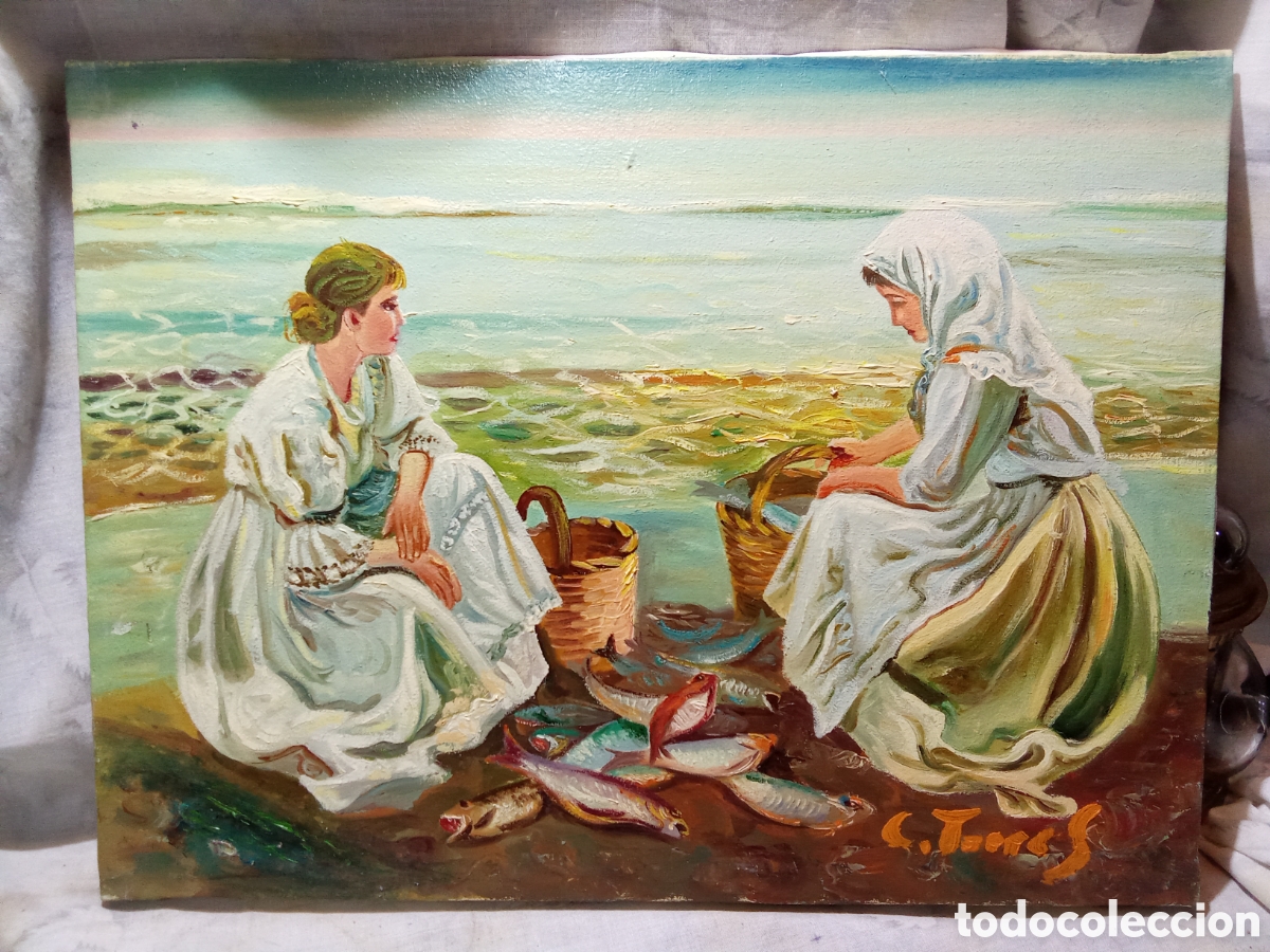 Arte: PAISAJE COSTUMBRISTA MAR&Iacute;TIMO AL &Oacute;LEO POR C.TORRES