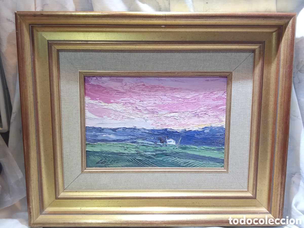 Art: &rdquo;&Uacute;LTIMAS LUCES&rdquo; PAISAJE AL &Oacute;LEO POR COZAR, A&Ntilde;O 83, ENMARCADO