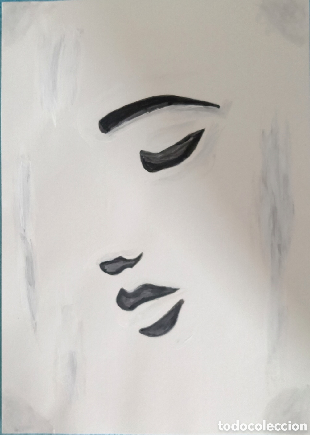 Arte: Original pintura mujer rasgos (1) acuarela sobre papel doble 29,6cm x 21cm. Muy bonita