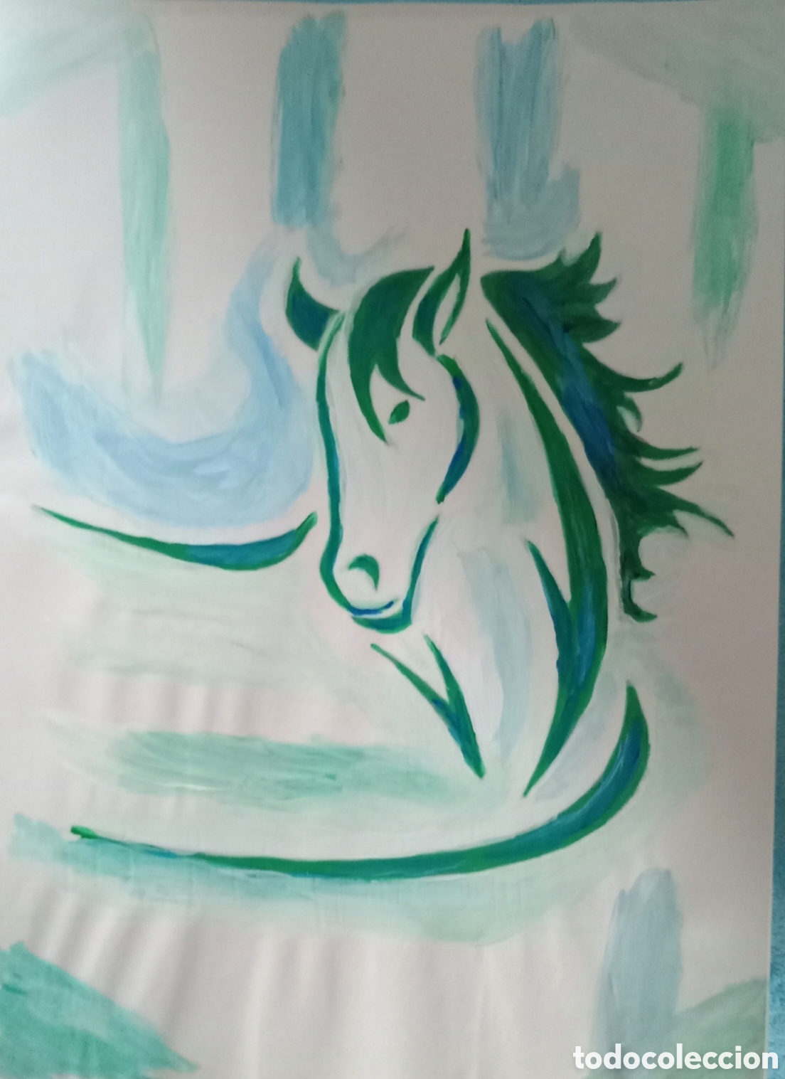 Arte: Original pintura caballo trazos (2) acuarela sobre papel doble 29,6cm x 21cm. Muy bonita