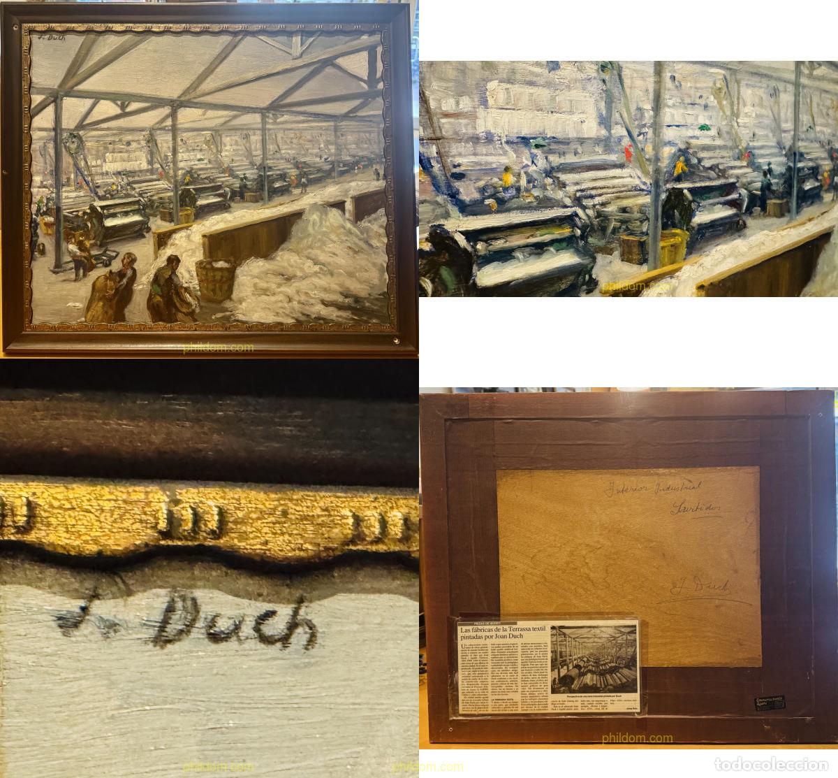 Arte: OLEO SOBRE TABLEX VISTA FABRICA LANERA TERRASSA. FIRMA. JOAN DUCH 62x53 cm