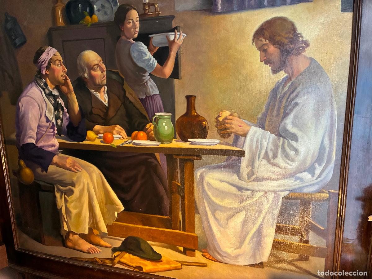 Arte: La cena de Ema&uacute;s cuadro al &oacute;leo copia del original de Gari Melchers mide 125x150 bien conservado